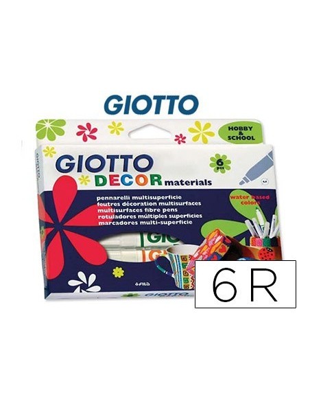 ROTULADOR GIOTTO DECOR MATERIALS CAJA DE 6 COLORES SURTIDOS