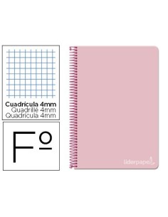 CUADERNO ESPIRAL LIDERPAPEL FOLIO WITTY TAPA DURA 80H 75GR CUADRO 4MM CON MARGEN COLOR ROSA