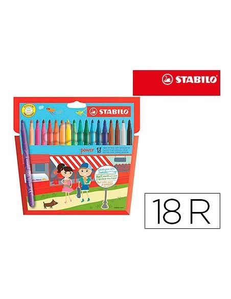 ROTULADOR STABILO POWER CAJA DE 18 UNIDADES COLORES SURTIDOS