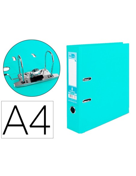 ARCHIVADOR DE PALANCA LIDERPAPEL A4 DOCUMENTA FORRADO PVC CON RADO LOMO 75 MM VERDE CLARO COMPRESOR