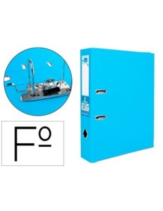 ARCHIVADOR DE PALANCA LIDERPAPEL FOLIO DOCUMENTA FORRADO PVC CON RADO LOMO 75 MM CELESTE COMPRESOR METALICO