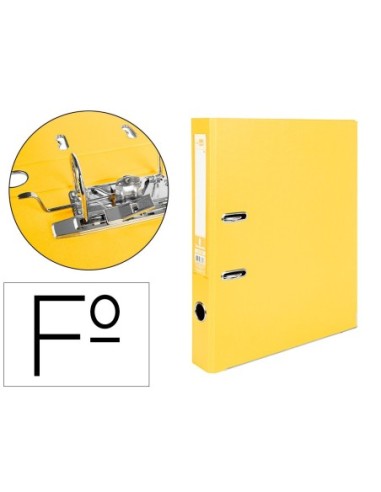 ARCHIVADOR DE PALANCA LIDERPAPEL FOLIO DOCUMENTA FORRADO PVC CON RADO LOMO 52 MM AMARILLO COMPRESOR