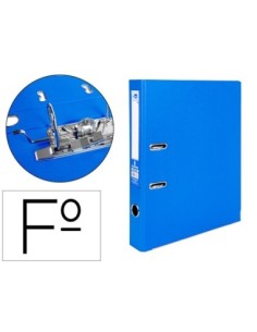 ARCHIVADOR DE PALANCA LIDERPAPEL FOLIO DOCUMENTA FORRADO PVC CON RADO LOMO 52 MM AZUL COMPRESOR METALICO