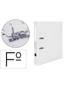 ARCHIVADOR DE PALANCA LIDERPAPEL FOLIO DOCUMENTA FORRADO PVC CON RADO LOMO 52 MM BLANCO COMPRESOR METALICO