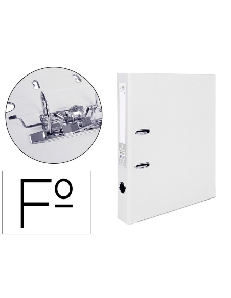 ARCHIVADOR DE PALANCA LIDERPAPEL FOLIO DOCUMENTA FORRADO PVC CON RADO LOMO 52 MM BLANCO COMPRESOR METALICO