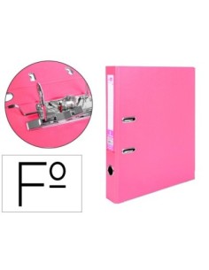 ARCHIVADOR DE PALANCA LIDERPAPEL FOLIO DOCUMENTA FORRADO PVC CON RADO LOMO 52 MM ROSA COMPRESOR METALICO
