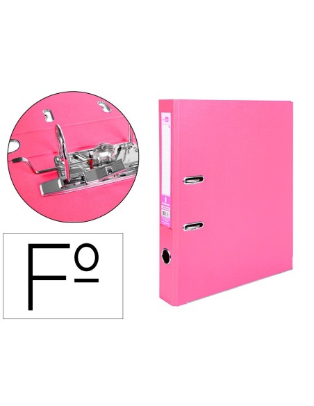 ARCHIVADOR DE PALANCA LIDERPAPEL FOLIO DOCUMENTA FORRADO PVC CON RADO LOMO 52 MM ROSA COMPRESOR METALICO