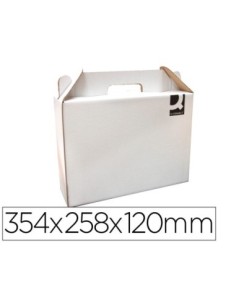 CAJA MALETIN CON ASA Q-CONNECT CARTON PARA ENVIO Y TRANSPORTE 355X120X258 MM