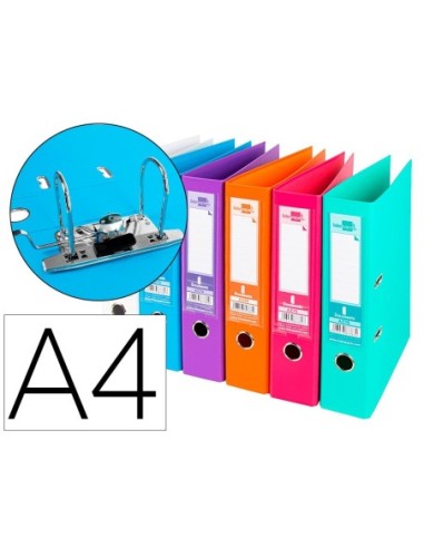 ARCHIVADOR DE PALANCA LIDERPAPEL A4 DOCUMENTA FORRADO PVC CON RADO LOMO 75 MM COLORES SURTIDOS TRENDING