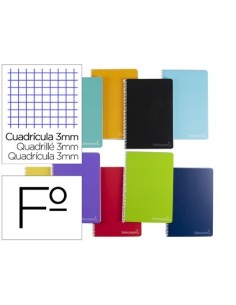 CUADERNO ESPIRAL LIDERPAPEL FOLIO WITTY TAPA DURA 80H 75GR CUADRO 3MM CON MARGEN COLORES SURTIDOS