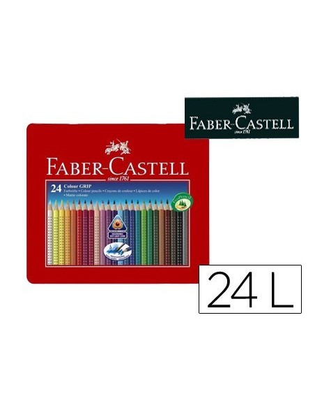 LAPICES DE COLORES FABER CASTELL ACUARELABLE COLOUR GRIP TRIANGULAR CAJA METALICA DE 24 COLORES SURTIDOS