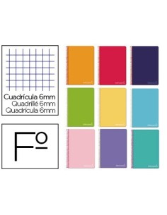 CUADERNO ESPIRAL LIDERPAPEL FOLIO WITTY TAPA DURA 80H 75GR CUADRO 6MM CON MARGEN COLORES SURTIDOS