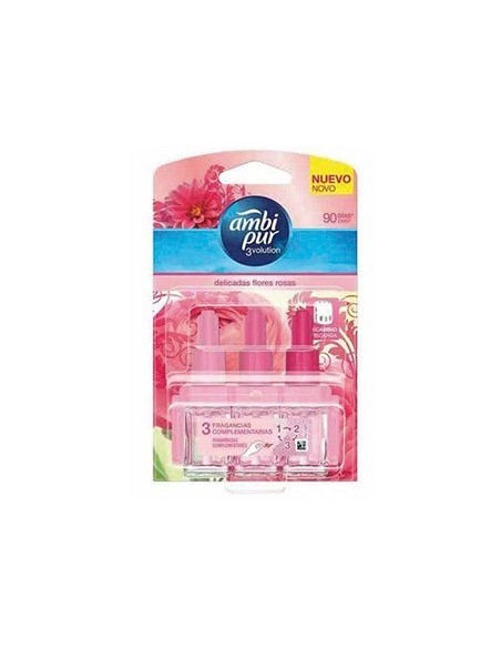 AMBIENTADOR AMBI PUR 3 VOLUTION DELICADAS FLORES ROSA RECAMBIO 21 ML