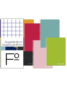 CUADERNO ESPIRAL LIDERPAPEL FOLIO WITTY TAPA DURA 80H 75GR CUADRO 8MM CON MARGEN COLORES SURTIDOS