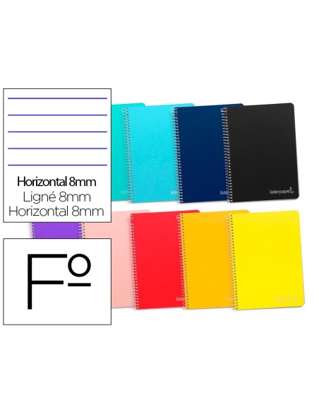 CUADERNO ESPIRAL LIDERPAPEL FOLIO WITTY TAPA DURA 80H 75GR RAYADO HORIZONTAL 8MM CON MARGEN COLORES SURTIDOS