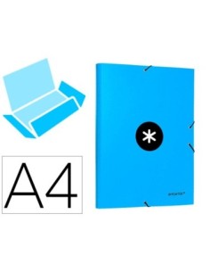 CARPETA LIDERPAPEL ANTARTIK GOMAS A4 3 SOLAPAS CARTON FORRADO COLOR AZUL