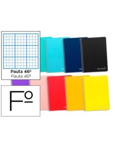 CUADERNO ESPIRAL LIDERPAPEL FOLIO WITTY TAPA DURA 80H 75GR RAYADO N 46 COLORES SURTIDOS