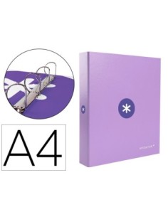 CARPETA 4 ANILLAS 40 MM MIXTAS LIDERPAPEL ANTARTIK A4 FORRADA COLOR LAVANDA