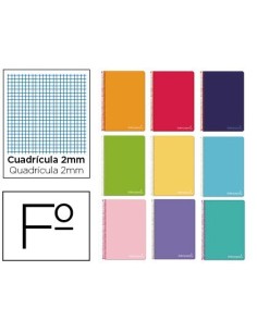 CUADERNO ESPIRAL LIDERPAPEL FOLIO WITTY TAPA DURA 80H 75GR MILIMETRADO 2MM COLORES SURTIDOS