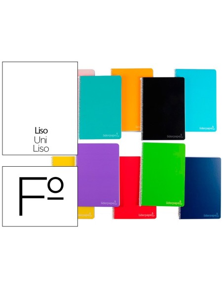 CUADERNO ESPIRAL LIDERPAPEL FOLIO WITTY TAPA DURA 80H 75GR LISO SIN MARGEN COLORES SURTIDOS