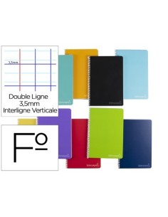 CUADERNO ESPIRAL LIDERPAPEL FOLIO WITTY TAPA DURA 80H 75GR RAYADO MONTESSORI 3,5MM COLORES SURTIDOS