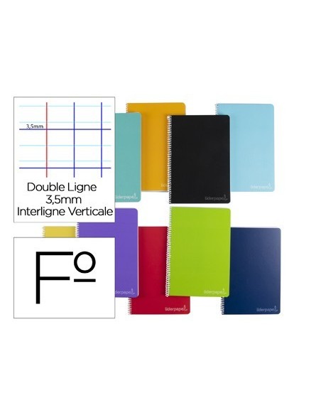 CUADERNO ESPIRAL LIDERPAPEL FOLIO WITTY TAPA DURA 80H 75GR RAYADO MONTESSORI 3,5MM COLORES SURTIDOS
