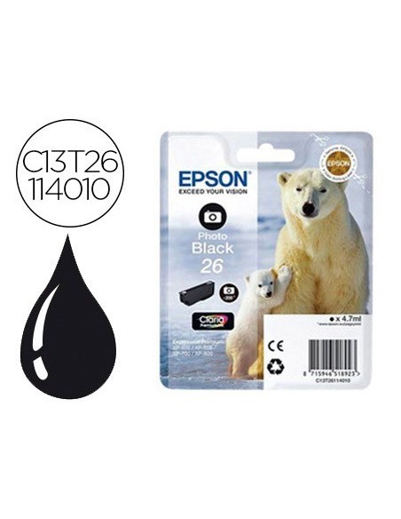 INK-JET EPSON 26 XP600 / 605 / 700 / 800 NEGRO 200 PAG