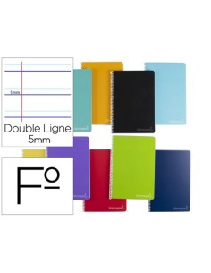 CUADERNO ESPIRAL LIDERPAPEL FOLIO WITTY TAPA DURA 80H 75GR RAYADO MONTESSORI 5MM COLORES SURTIDOS