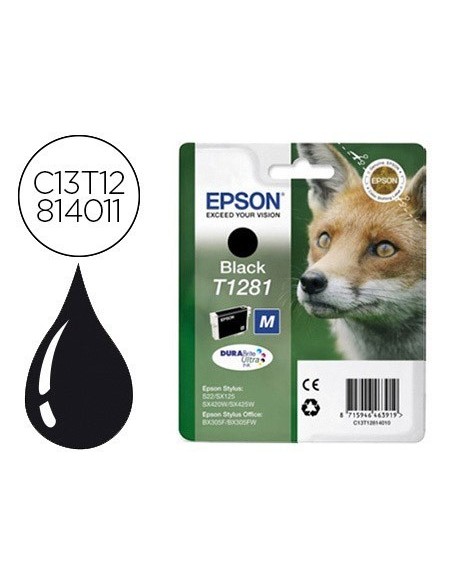 INK-JET EPSON T1281 STYLUS S22 / SX125 NEGRO -170 PAG-