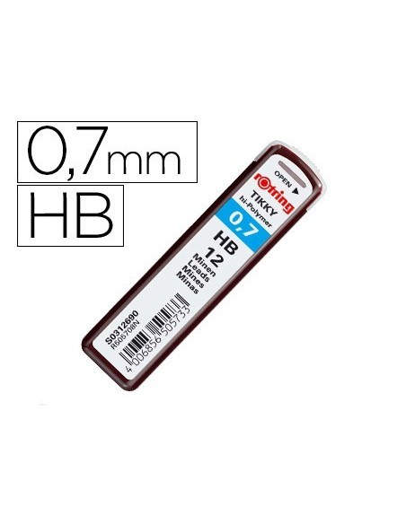 MINAS ROTRING GRAFITO 0,7 MM HB ESTUCHE DE 12 MINAS