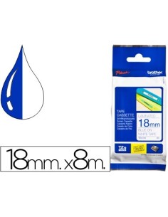 CINTA BROTHER TZE-243 LAMINADA AZUL-BLANCO 18 MM 8MTS