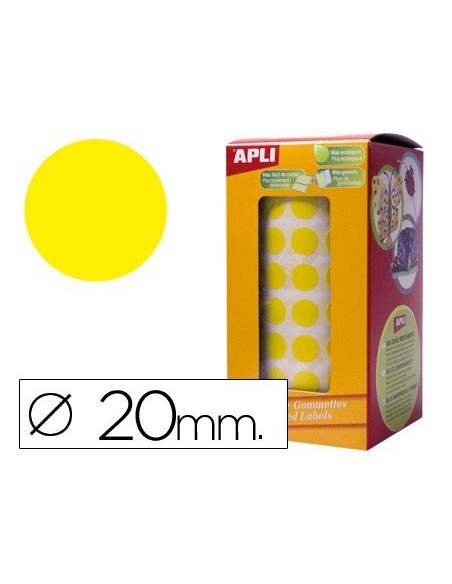 GOMETS AUTOADHESIVOS CIRCULARES 20 MM AMARILLO EN ROLLO