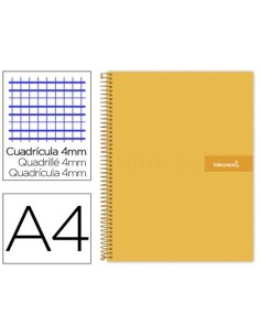 CUADERNO ESPIRAL LIDERPAPEL A4 CRAFTY TAPA FORRADA 80H 90 GR CUADRO 4MM CON MARGEN COLOR NARANJA