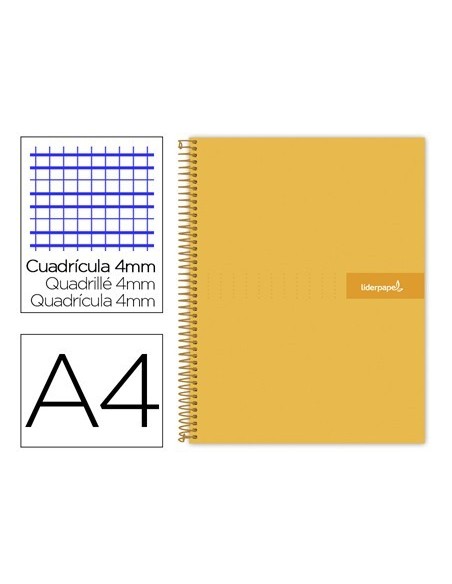 CUADERNO ESPIRAL LIDERPAPEL A4 CRAFTY TAPA FORRADA 80H 90 GR CUADRO 4MM CON MARGEN COLOR NARANJA