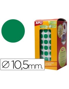 GOMETS AUTOADHESIVOS CIRCULARES 10,5MM VERDE EN ROLLO