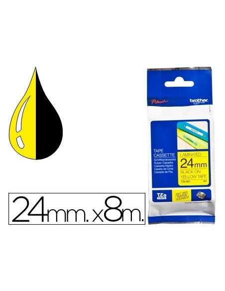 CINTA BROTHER TZE-651 AMARILLO/NEGRO 24MM LONGITUD DE 8MTS