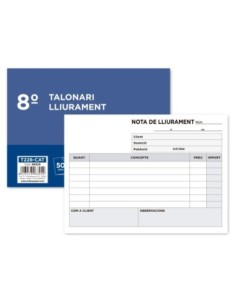TALONARIO LIDERPAPEL ENTREGAS 8. ORIGINAL Y COPIA T228 APAISADO TEXTO EN CATALAN