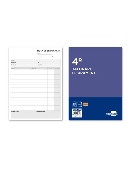TALONARIO LIDERPAPEL ENTREGAS CUARTO ORIGINAL Y COPIA T226 TEXTO EN CATALAN