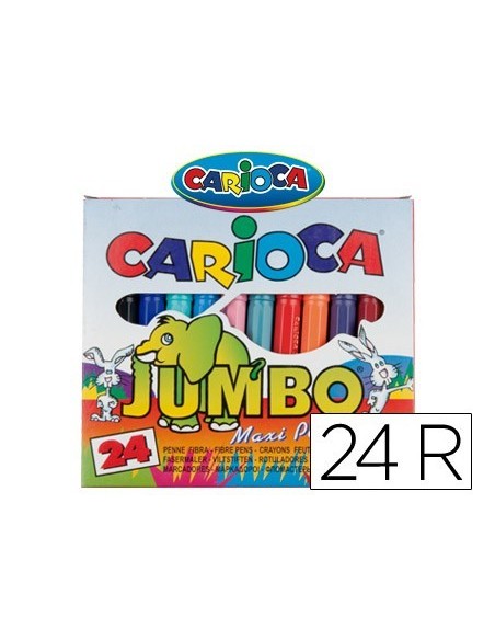ROTULADOR CARIOCA JUMBO PUNTA GRUESA ESTUCHE DE 24 UNIDADES COLORES SURTIDOS