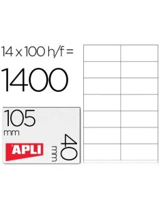 ETIQUETA ADHESIVA APLI 1275 TAMAÑO 105X40 MM -FOTOCOPIADORA -LASER -INK-JET-CAJA CON 1400 ETIQUETAS