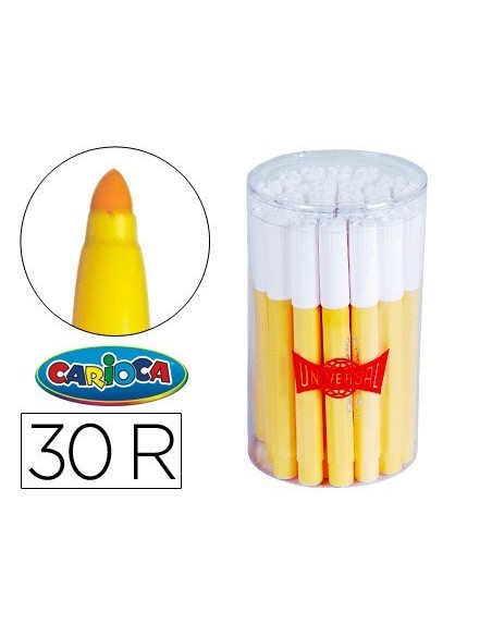ROTULADOR CARIOCA JUMBO AMARILLO PUNTA GRUESA BOTE DE 30 UNIDADES