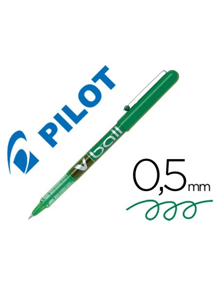 ROTULADOR PILOT ROLLER V-BALL VERDE 0.5 MM