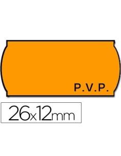 ETIQUETAS METO ONDULADAS 26 X 12 MM PVP NARANJA FLUOR ADH 2 ROLLO 1500 ETIQUETAS
