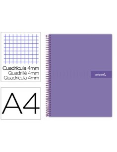 CUADERNO ESPIRAL LIDERPAPEL A4 CRAFTY TAPA FORRADA 80H 90 GR CUADRO 4MM CON MARGEN COLOR VIOLETA