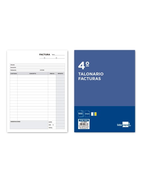 TALONARIO LIDERPAPEL FACTURAS CUARTO ORIGINAL T116 CON I.G.I.C.