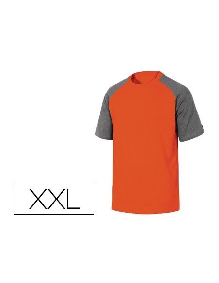 CAMISETA DE ALGODON DELTAPLUS COLOR GRIS NARANJA TALLA XXL