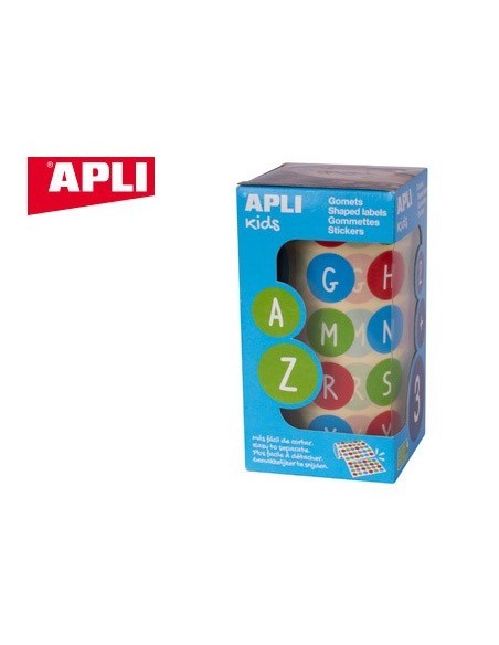 GOMETS APLI AUTOADHESIVO REDONDO ABECEDARIO 20 MM DIAMETRO MULTICOLOR
