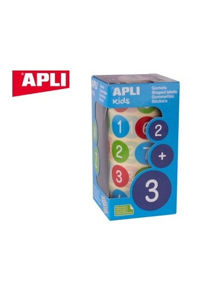 GOMETS APLI AUTOADHESIVO REDONDO NUMEROS 20 MM DIAMETRO MULTICOLOR