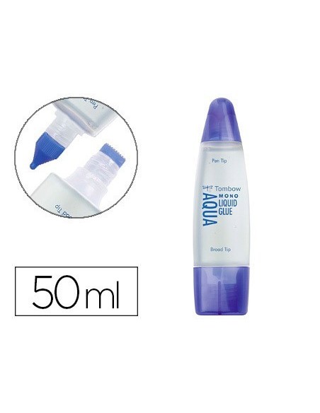 PEGAMENTO COLA LIQUIDA TOMBOW TRANSPARENTE AQUA PERMANENTE CON 2 PUNTAS 50 ML