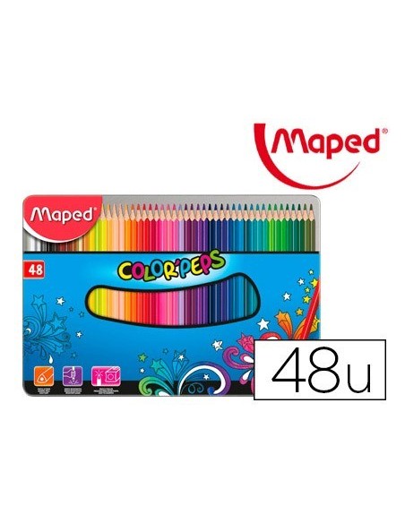 LAPICES DE COLORES MAPED COLOR PEPS CAJA METALICA DE 48 LAPICES COLORES SURTIDOS